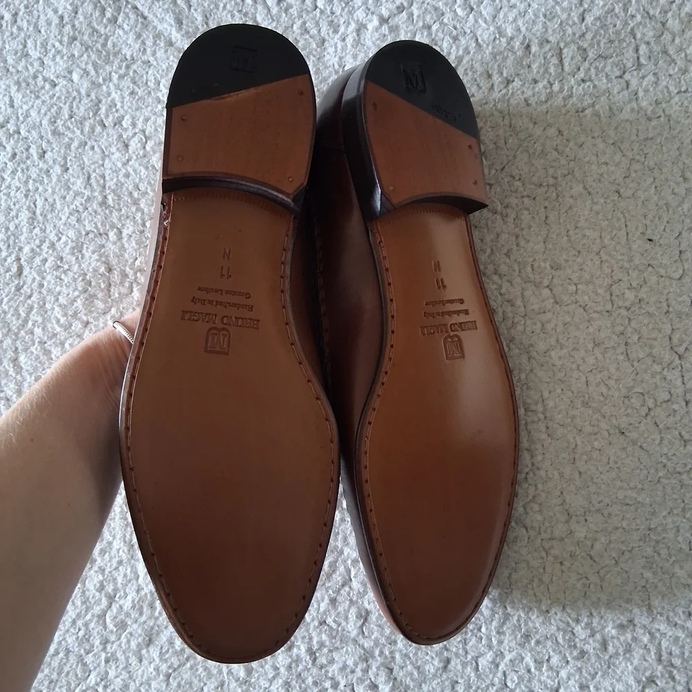 New Bruno Magli Men's Brown Novella Leather Loafers Made In Italy